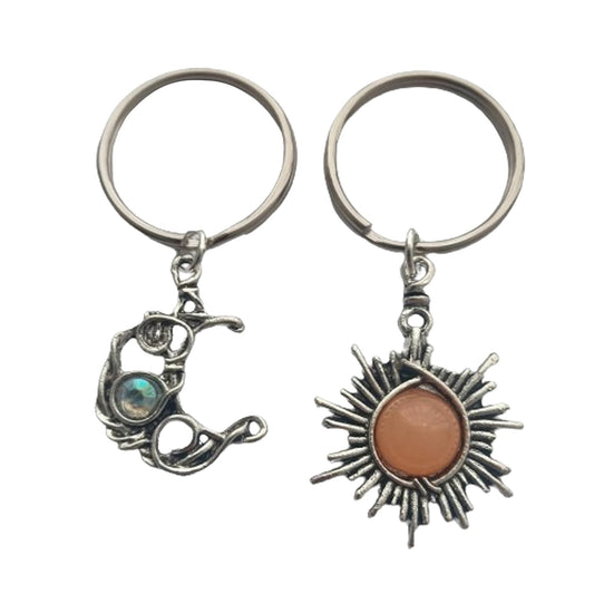 2pcs Sun and Moon Pendant Keychain Keyring for Nature Lover AETYWYEIN