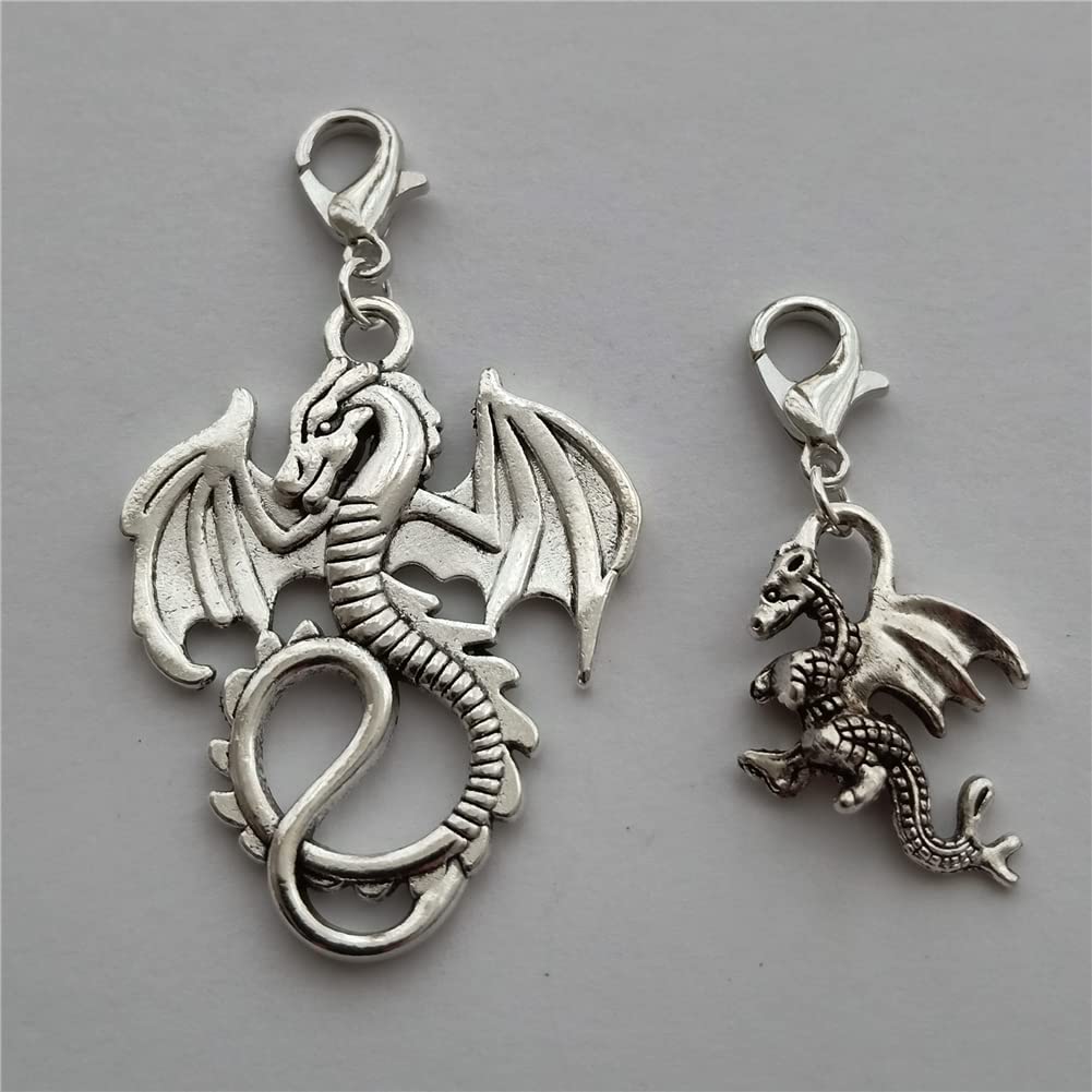 2pcs Dragon Clip on Charm, Gothic Flying Dragon Zipper Pull AETYWYEIN