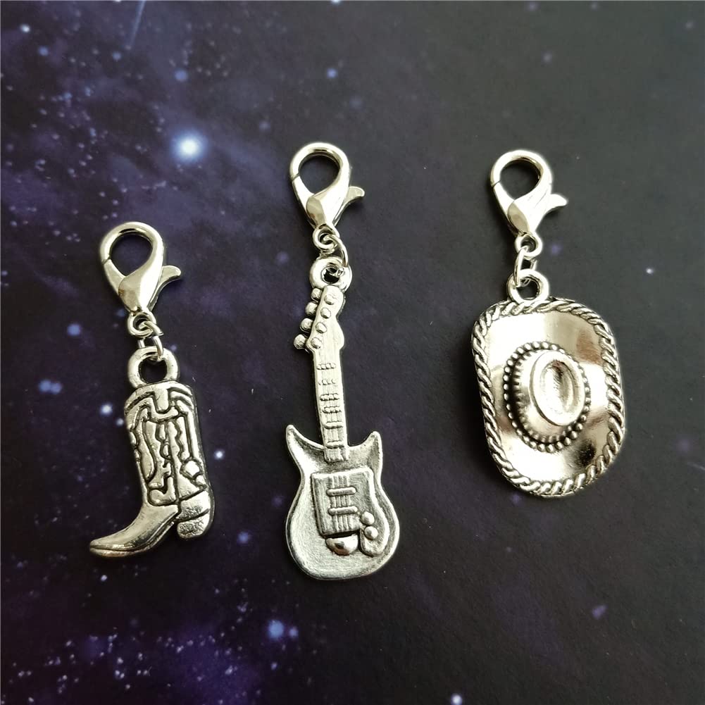 3pc Cowboy Boot Zipper Pull, Cowboy Hat Clipon Charm AETYWYEIN