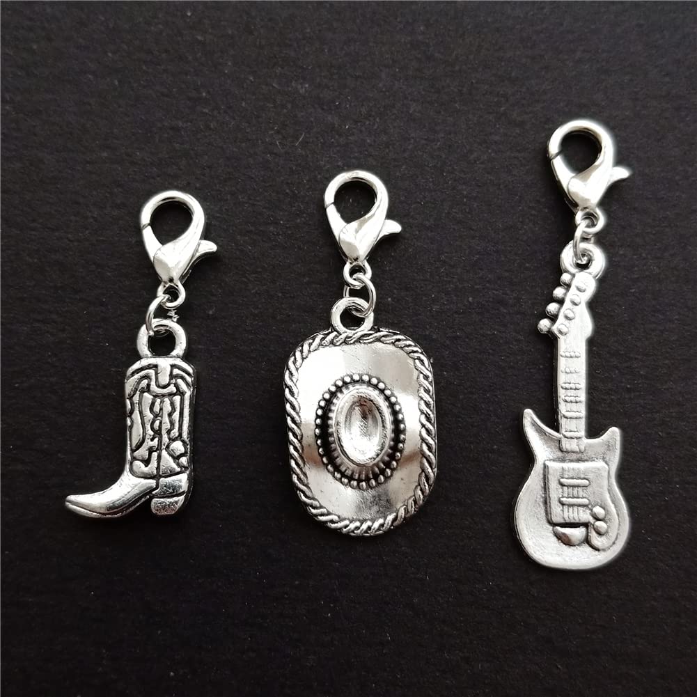 3pc Cowboy Boot Zipper Pull, Cowboy Hat Clipon Charm AETYWYEIN