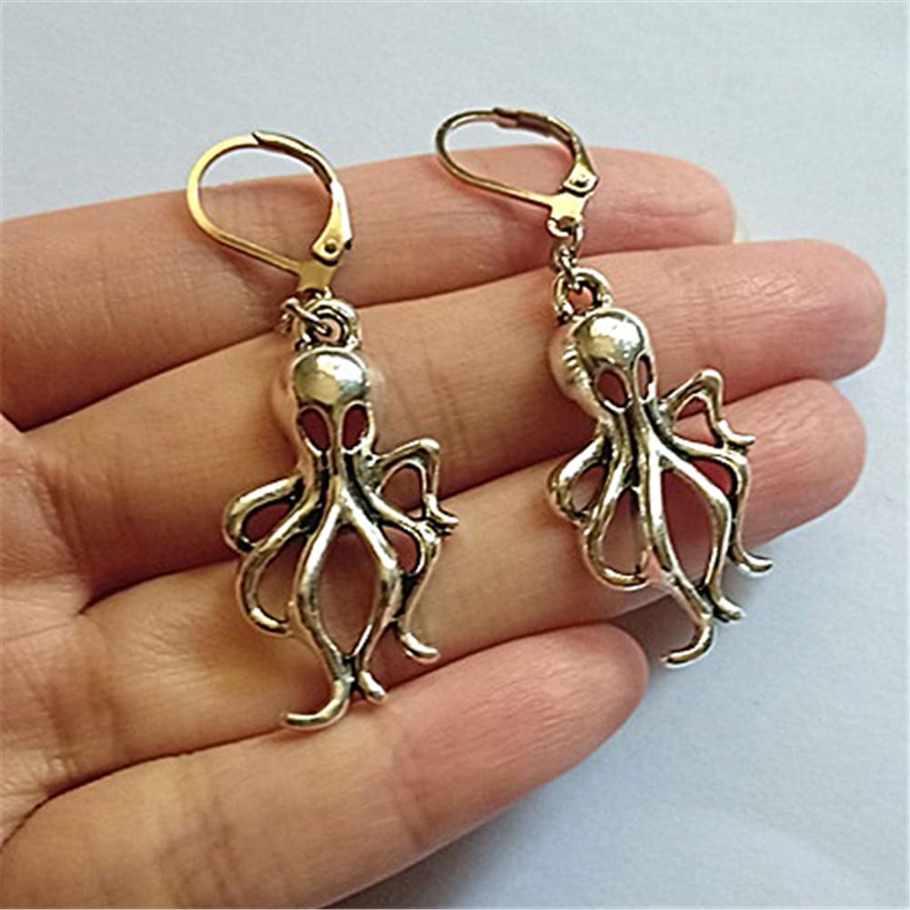 Gothic Octopus Lever Back Earrings, Octopus Jewelry AETYWYEIN