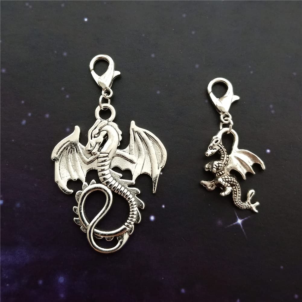 2pcs Dragon Clip on Charm, Gothic Flying Dragon Zipper Pull AETYWYEIN