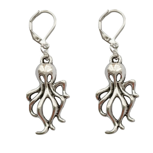 Gothic Octopus Lever Back Earrings, Octopus Jewelry AETYWYEIN