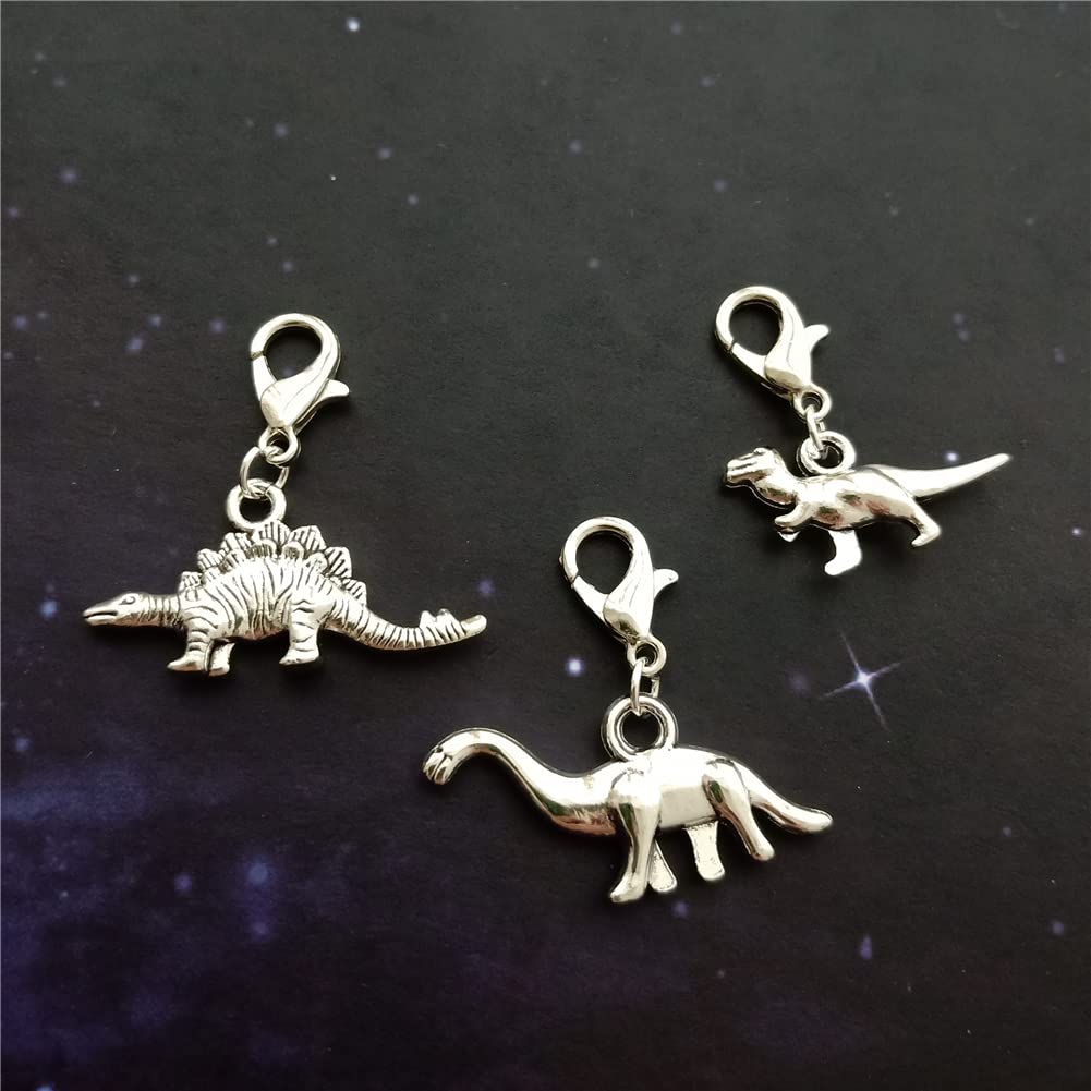 3pcs Dinosaur Clip on Charm, Zipper Pull, Dino Jewelry AETYWYEIN