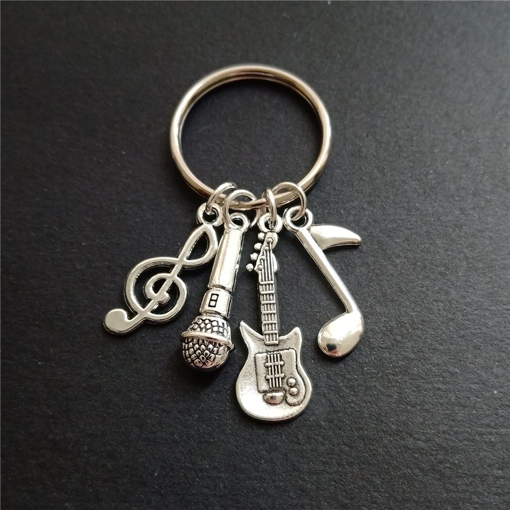 Microphone Guitar Keyring, Inspirational Jewelry for Music Lover AETYWYEIN