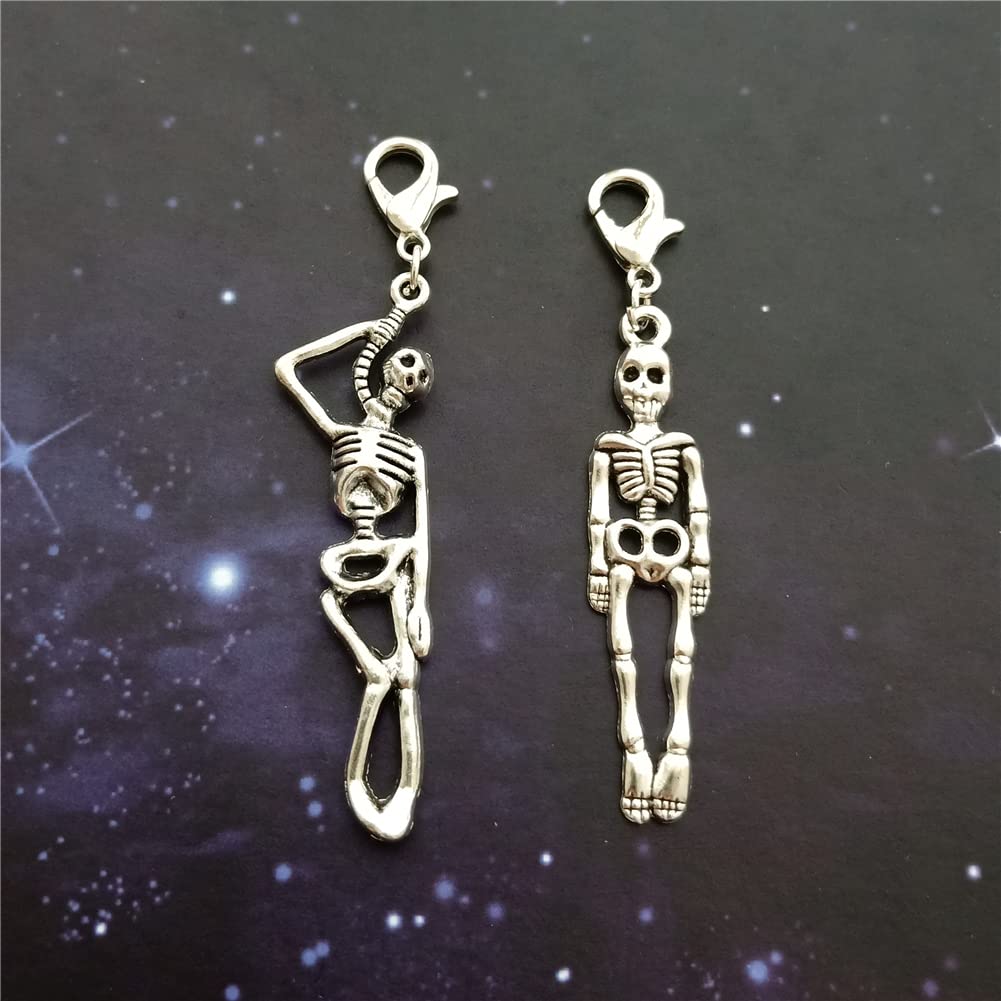 2 Pcs Skeleton Clip on Charm, Shoe Charm Zipper Pull, Purse Charm AETYWYEIN