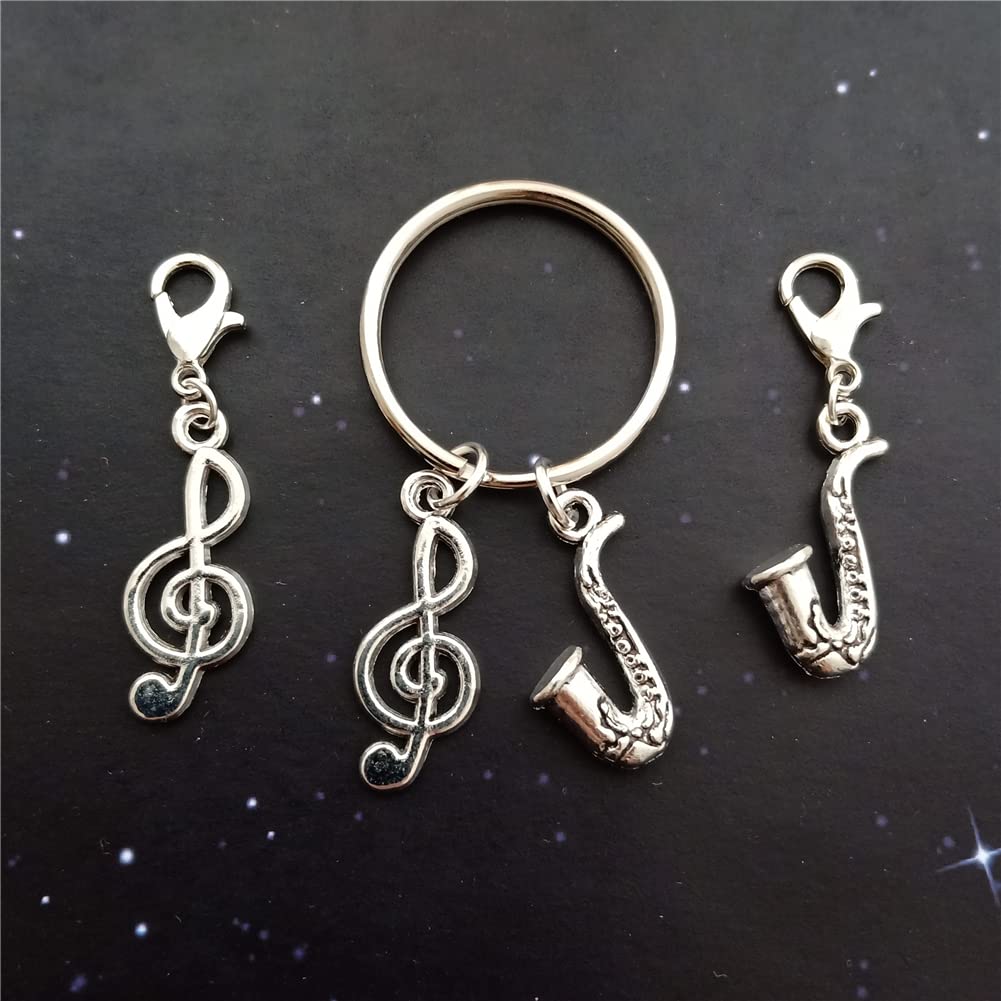 3pcs in Set Saxophone Keychain, Music Note Clip on Charm for Music Lover AETYWYEIN