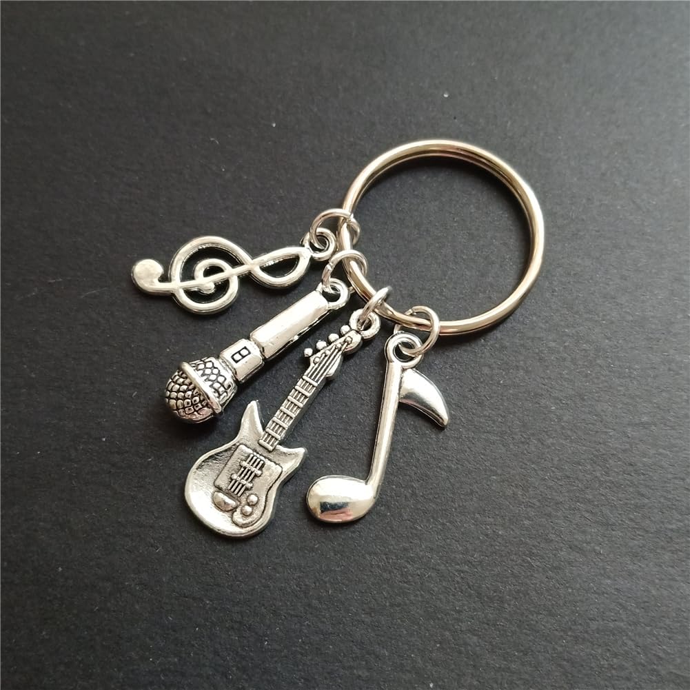 Microphone Guitar Keyring, Inspirational Jewelry for Music Lover AETYWYEIN