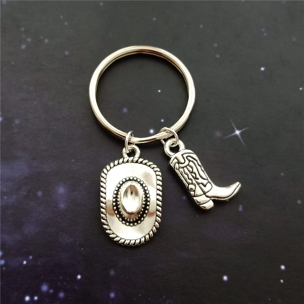 Western Country Keychain Cowboy Hat Key Ring Accessories Boot Keychain AETYWYEIN