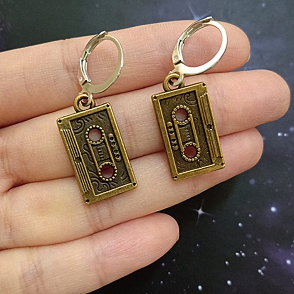 Retro Cassette Tape Lever Back Earrings for Music Lover, Vintage Nostalgic Jewelry AETYWYEIN