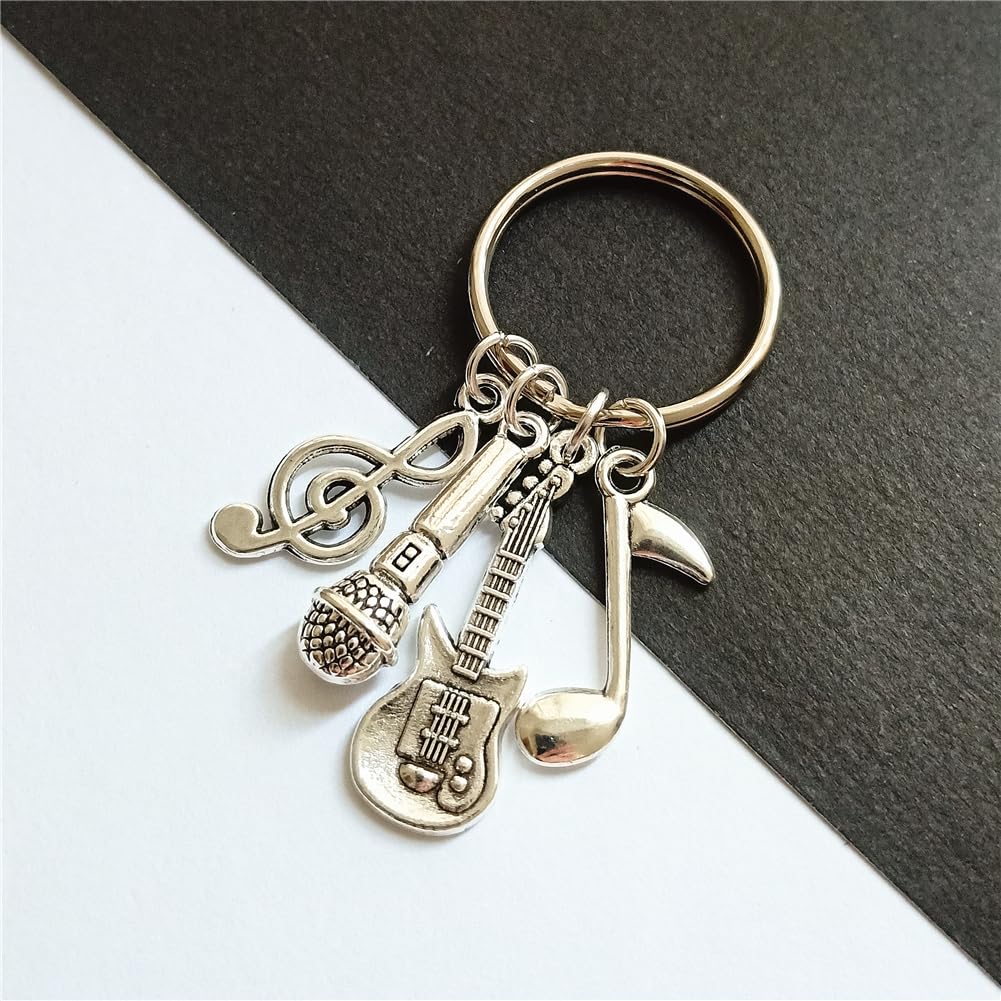 Microphone Guitar Keyring, Inspirational Jewelry for Music Lover AETYWYEIN